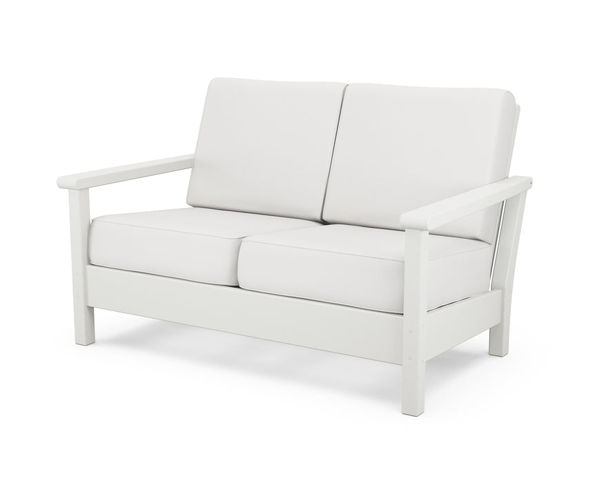 POLYWOOD Harbour Deep Seating Loveseat in Vintage White / Natural Linen image