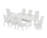 POLYWOOD Nautical Curveback Adirondack Swivel 9-Piece Dining Set with Trestle Legs in White image