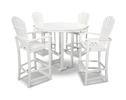 POLYWOOD Palm Coast 5-Piece Round Farmhouse Bar Set in White image