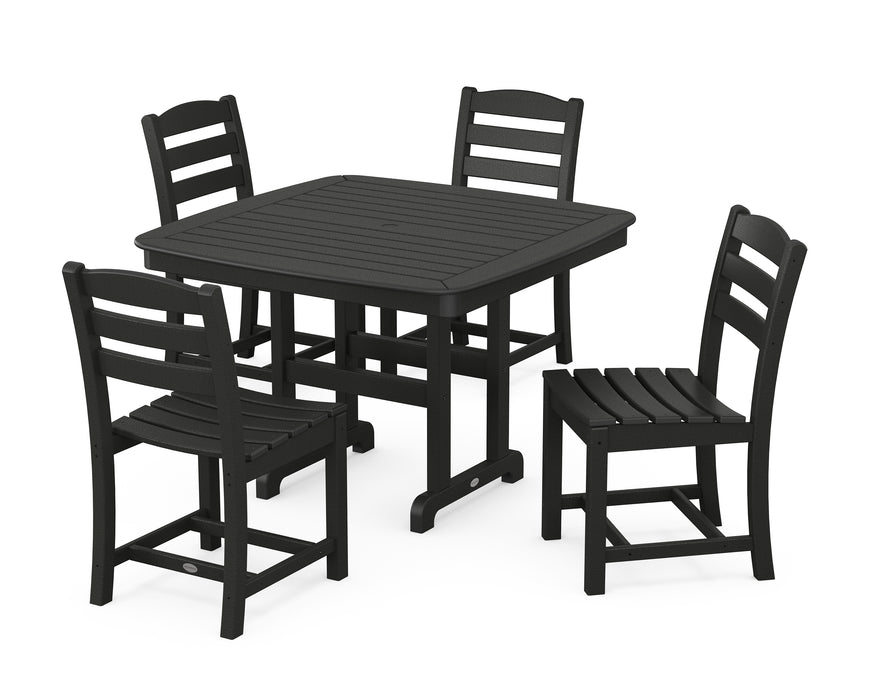 POLYWOOD La Casa Cafe Side Chair 5-Piece Dining Set with Trestle Legs in Black