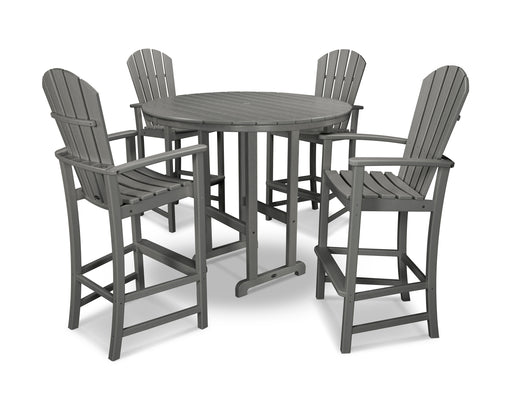 POLYWOOD Palm Coast 5-Piece Round Farmhouse Bar Set in Slate Grey image