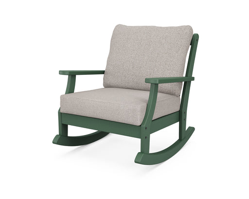 POLYWOOD Braxton Deep Seating Rocking Chair in Green / Weathered Tweed image