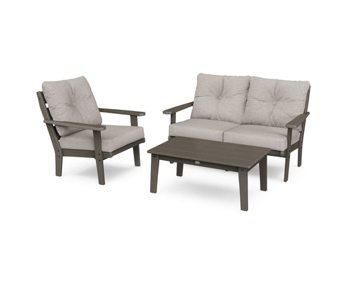 POLYWOOD Lakeside 3-Piece Deep Seating Set in Vintage Coffee / Weathered Tweed image