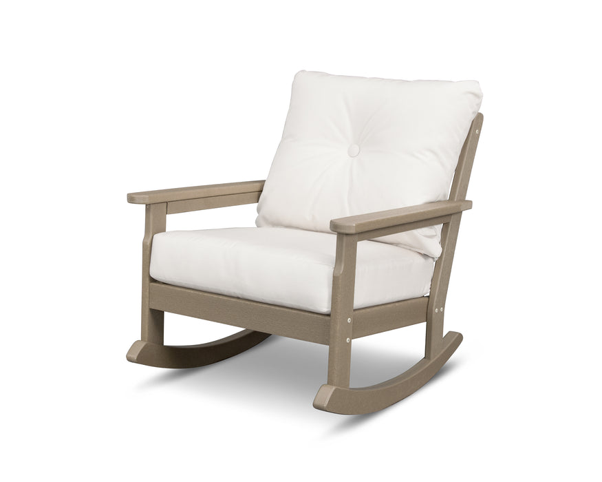 POLYWOOD Vineyard Deep Seating Rocking Chair in Vintage Sahara / Bird's Eye