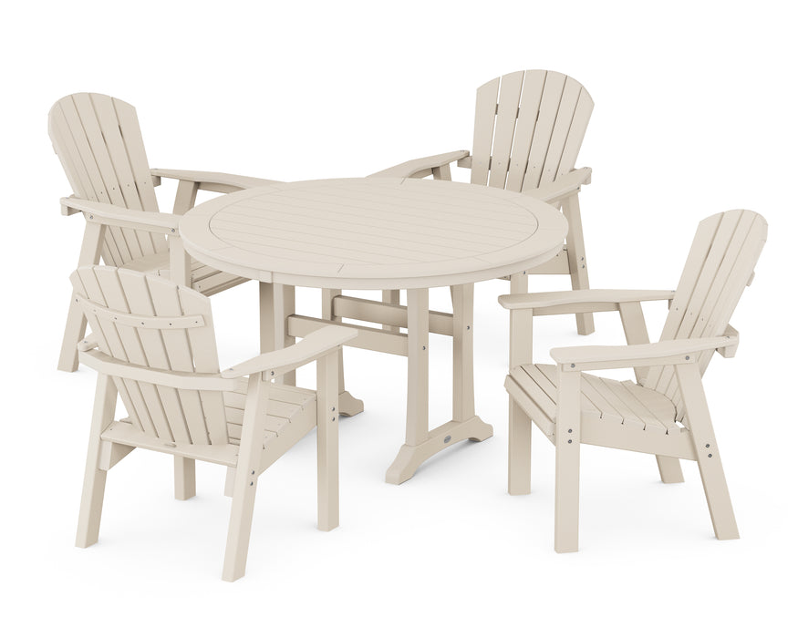 POLYWOOD Seashell 5-Piece Round Dining Set with Trestle Legs in Sand image