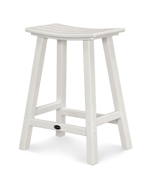 POLYWOOD Traditional 24" Saddle Counter Stool in White image