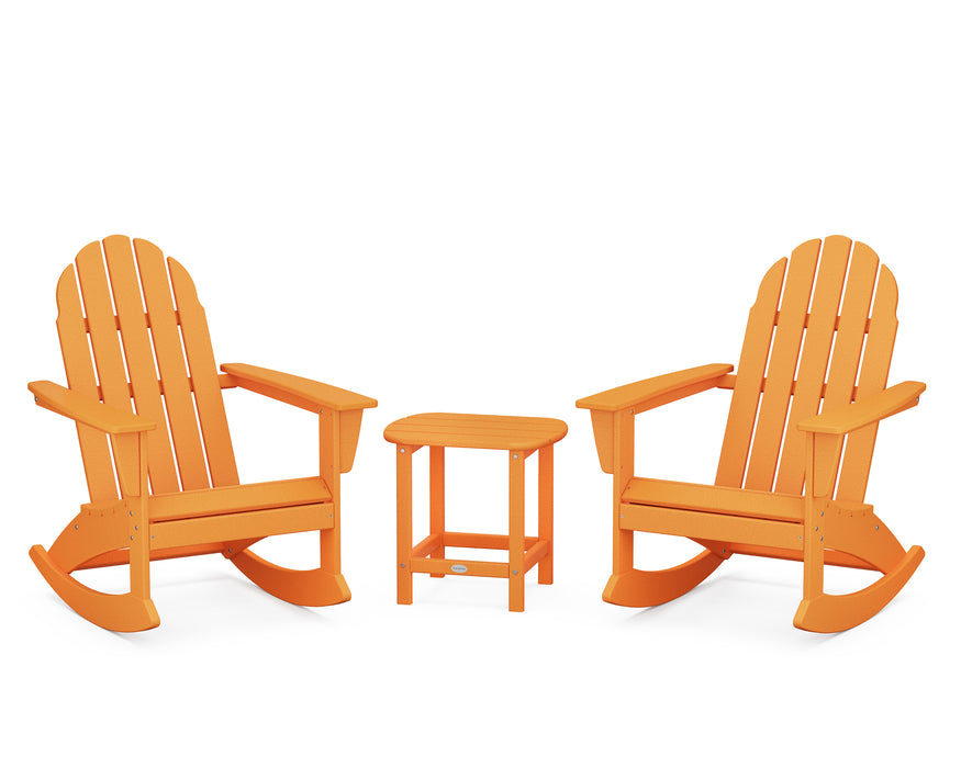 POLYWOOD Vineyard 3-Piece Adirondack Rocking Chair Set with South Beach 18" Side Table in Tangerine image