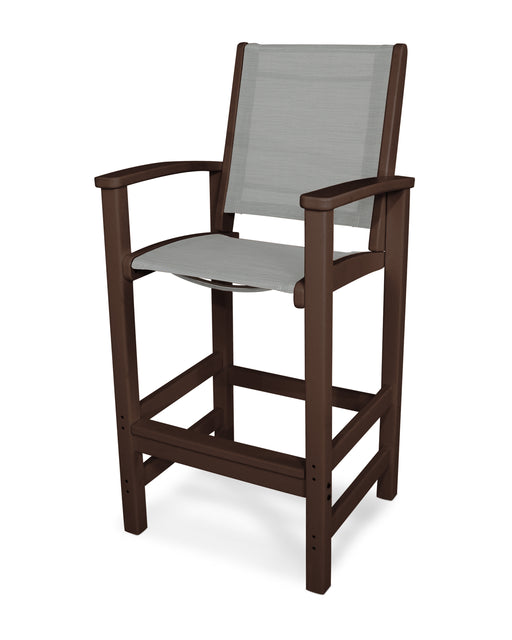 POLYWOOD Coastal Bar Chair in Mahogany / Metallic Sling image