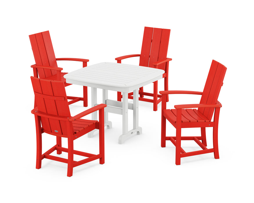 POLYWOOD Modern Adirondack 5-Piece Dining Set in Sunset Red