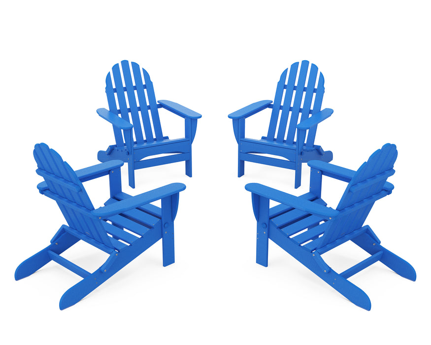 POLYWOOD 4-Piece Classic Folding Adirondack Conversation Set in Pacific Blue