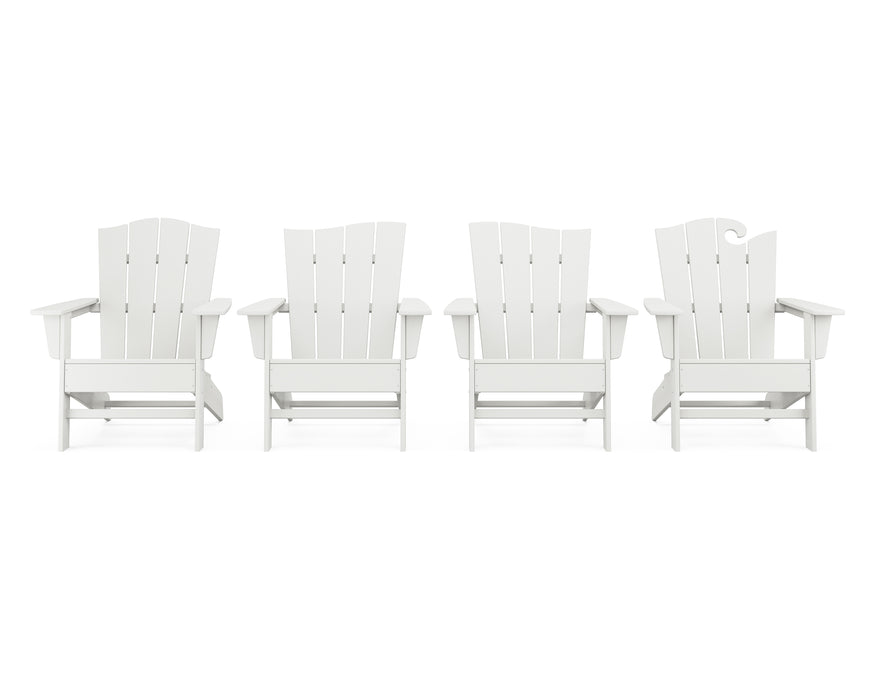 POLYWOOD Wave Collection 4-Piece Adirondack Chair Set in Vintage White