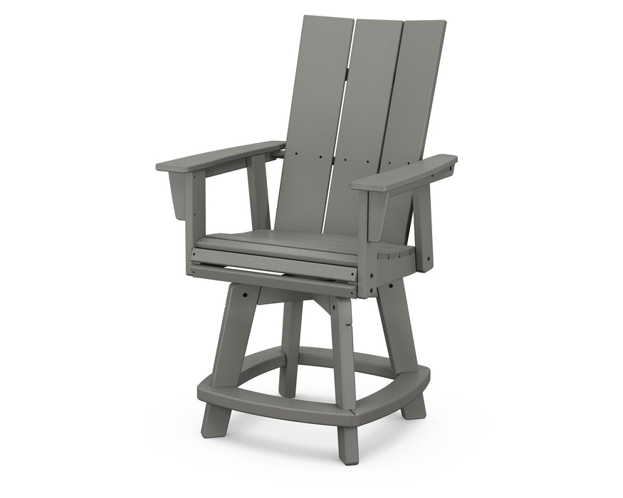 POLYWOOD Modern Curveback Adirondack Swivel Counter Chair in Slate Grey image