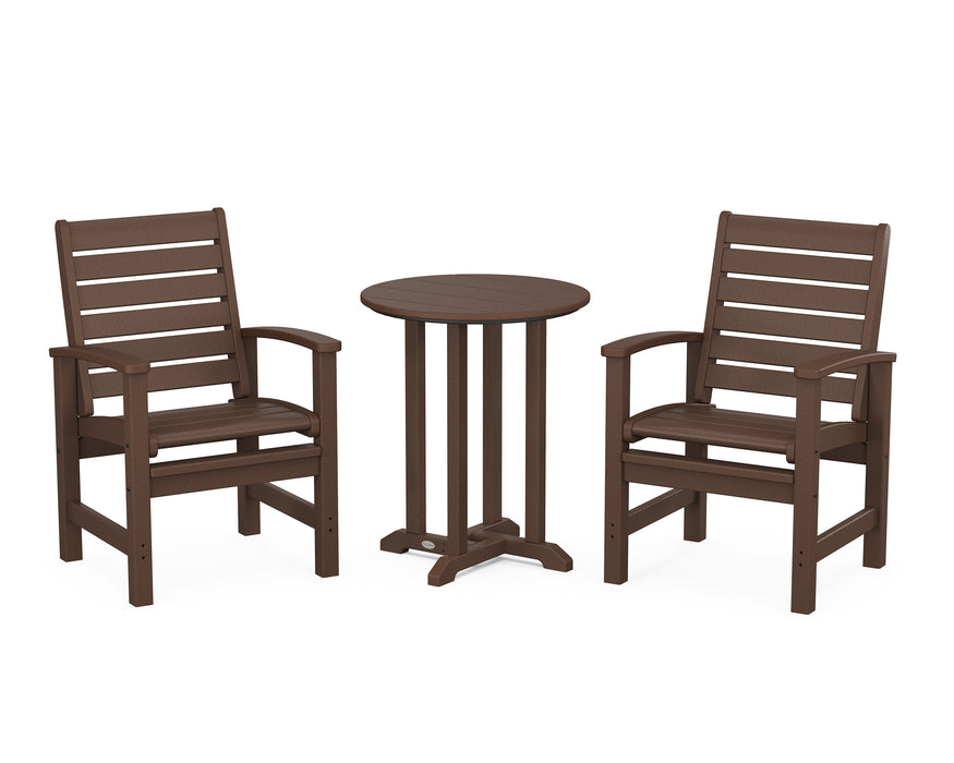 POLYWOOD Signature 3-Piece Round Farmhouse Dining Set in Mahogany