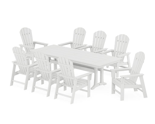 POLYWOOD South Beach 9-Piece Farmhouse Dining Set with Trestle Legs in White image