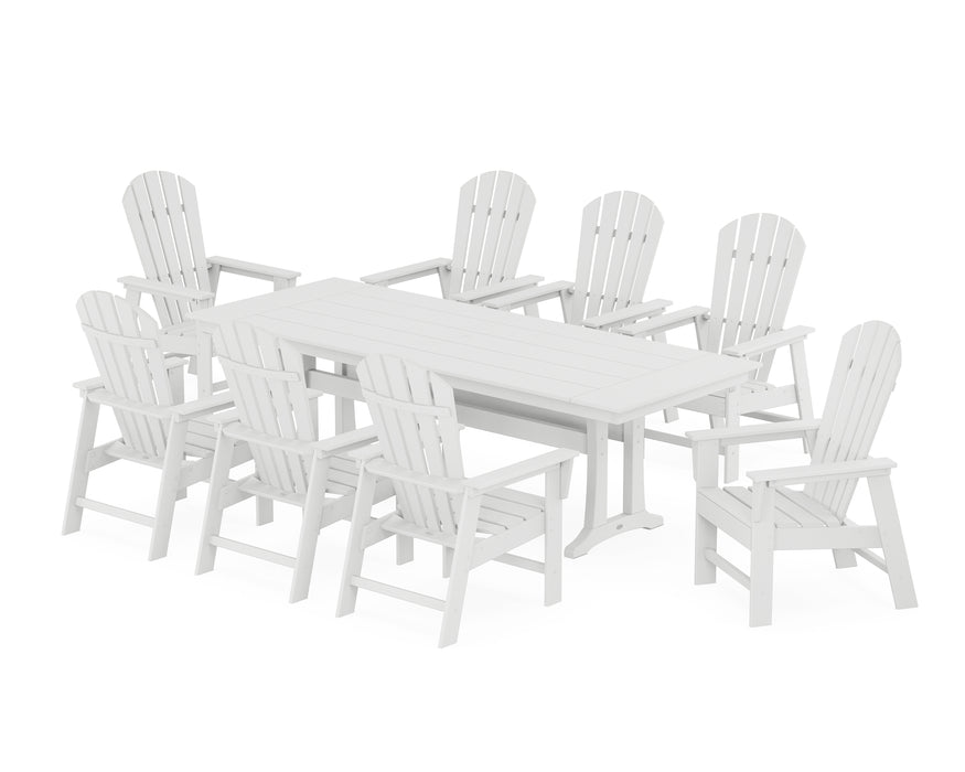 POLYWOOD South Beach 9-Piece Farmhouse Dining Set with Trestle Legs in White image