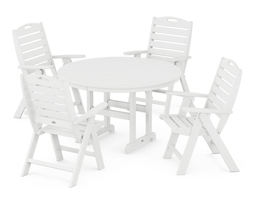 POLYWOOD Nautical 5-Piece Round Farmhouse Dining Set in White image