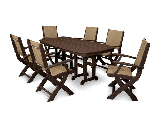 POLYWOOD Coastal 7-Piece Dining Set in Mahogany / Burlap Sling image