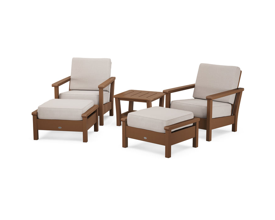 POLYWOOD Harbour 5-Piece Deep Seating Chair Set in Teak / Dune Burlap image