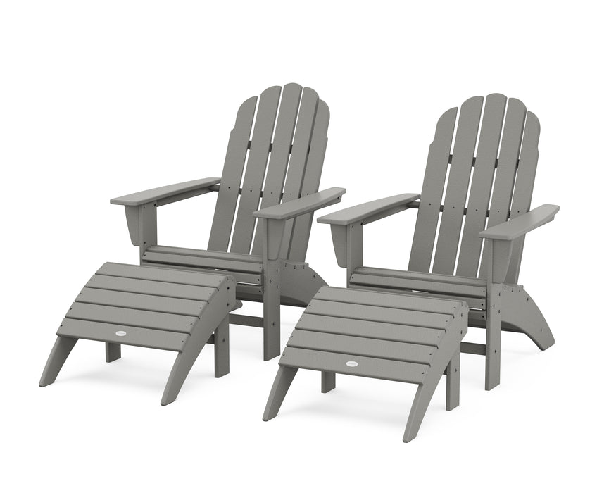 POLYWOOD Vineyard Curveback Adirondack Chair 4-Piece Set with Ottomans in Slate Grey