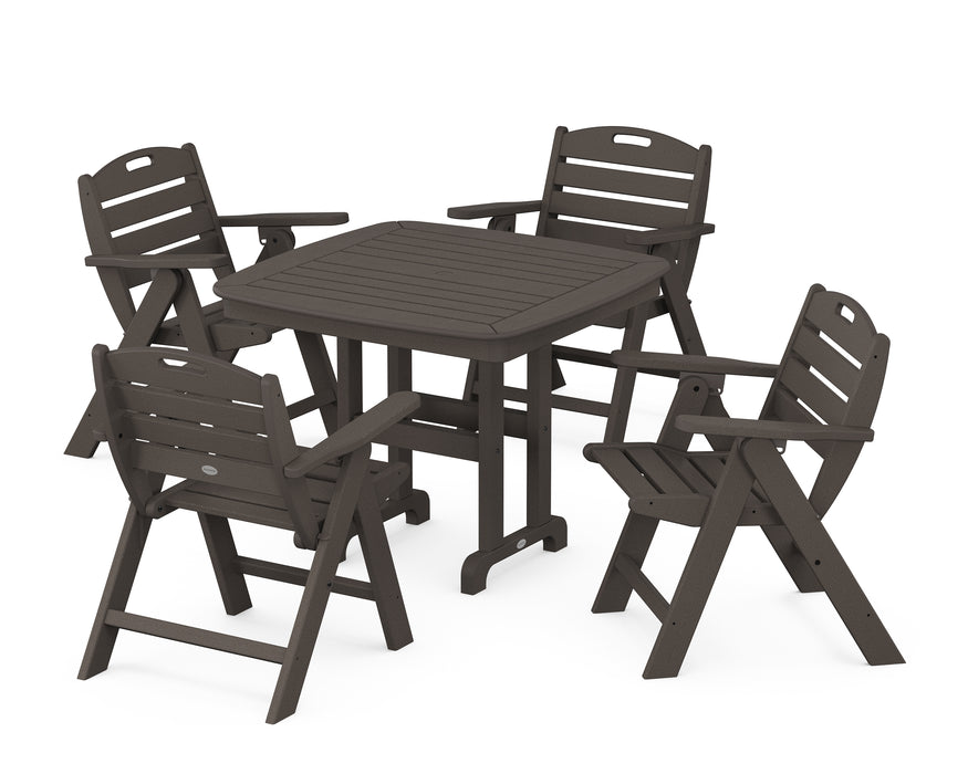 POLYWOOD Nautical Lowback Chair 5-Piece Dining Set in Vintage Coffee