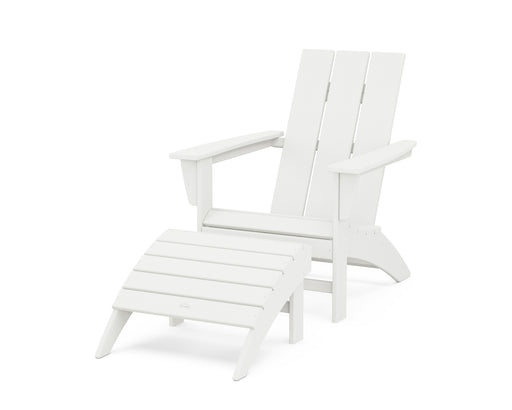 POLYWOOD Modern Adirondack Chair 2-Piece Set with Ottoman in Vintage White image