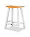 POLYWOOD Contempo 24" Saddle Counter Stool in White / Tangerine image