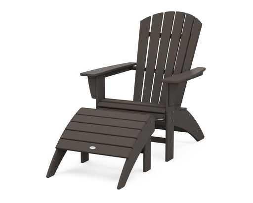 POLYWOOD Nautical Curveback Adirondack Chair 2-Piece Set with Ottoman in Vintage Coffee image