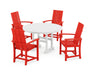 POLYWOOD Modern Adirondack 5-Piece Round Farmhouse Dining Set in Sunset Red image