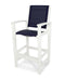 POLYWOOD Coastal Bar Chair in White / Navy Blue Sling image