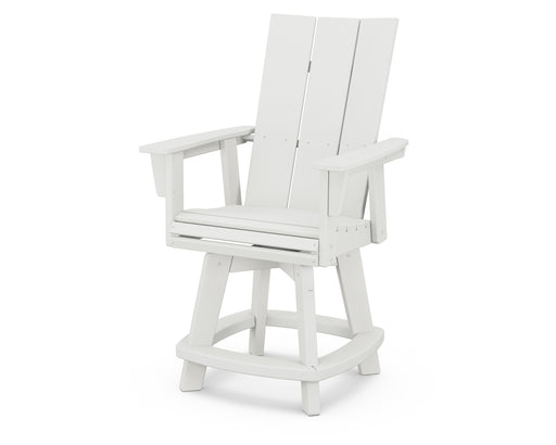 POLYWOOD Modern Curveback Adirondack Swivel Counter Chair in Vintage White image