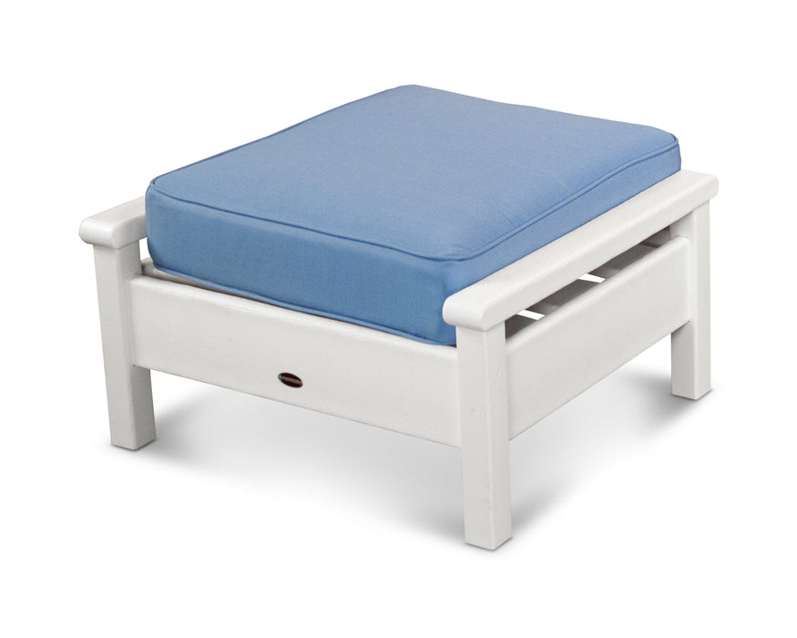 POLYWOOD Harbour Deep Seating Ottoman in White / Air Blue