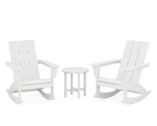 POLYWOOD Modern 3-Piece Adirondack Rocking Chair Set in Vintage White image