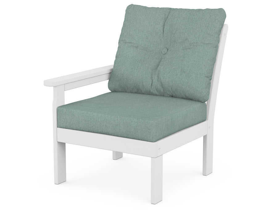 POLYWOOD Vineyard Modular Left Arm Chair in White / Glacier Spa