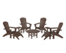 POLYWOOD Nautical Curveback Adirondack Chair 9-Piece Conversation Set in Mahogany image