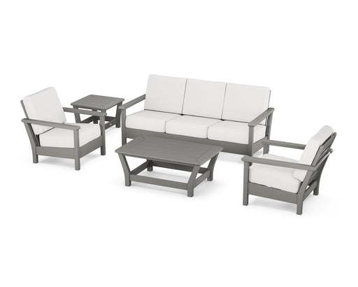 POLYWOOD Harbour 5-Piece Deep Seating Set in Slate Grey / Natural Linen image