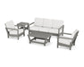 POLYWOOD Harbour 5-Piece Deep Seating Set in Slate Grey / Natural Linen image