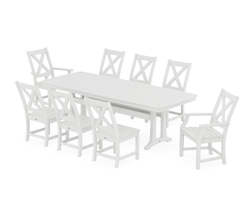 POLYWOOD Braxton 9-Piece Dining Set with Trestle Legs in White