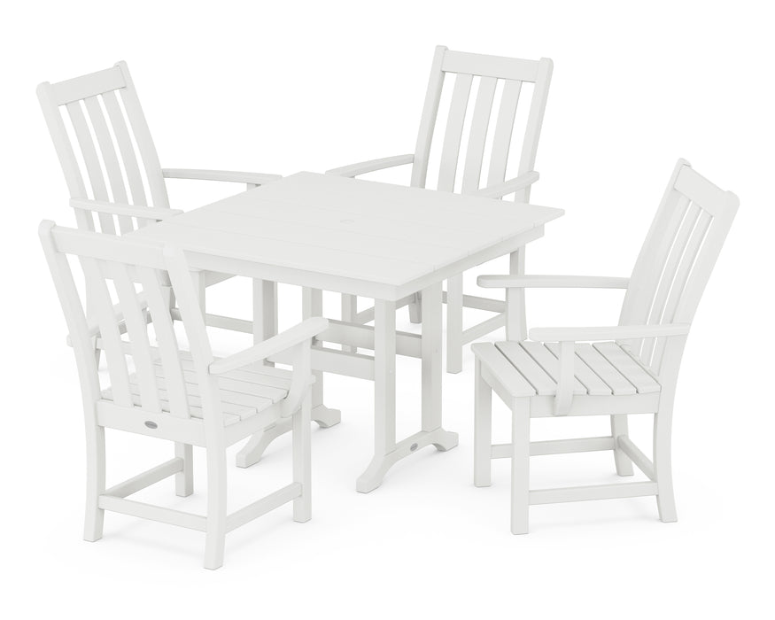 POLYWOOD Vineyard 5-Piece Farmhouse Dining Set in Vintage White