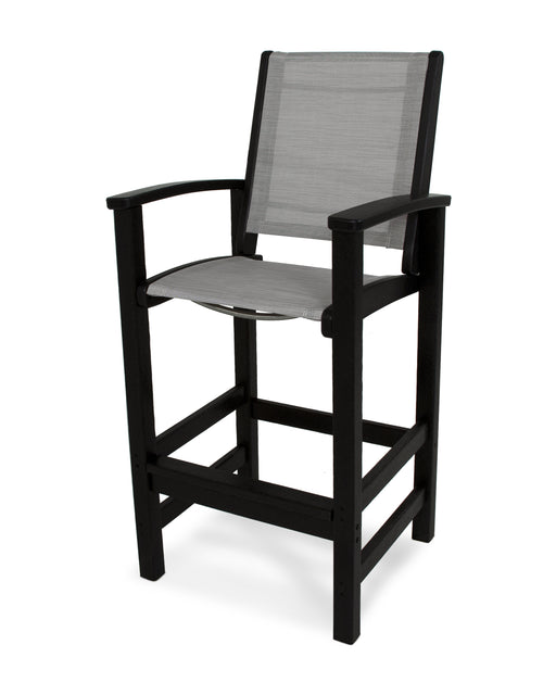 POLYWOOD Coastal Bar Chair in Black / Metallic Sling image