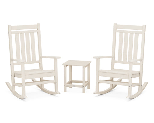 POLYWOOD Estate 3-Piece Rocking Chair Set with Long Island 18" Side Table in Sand image