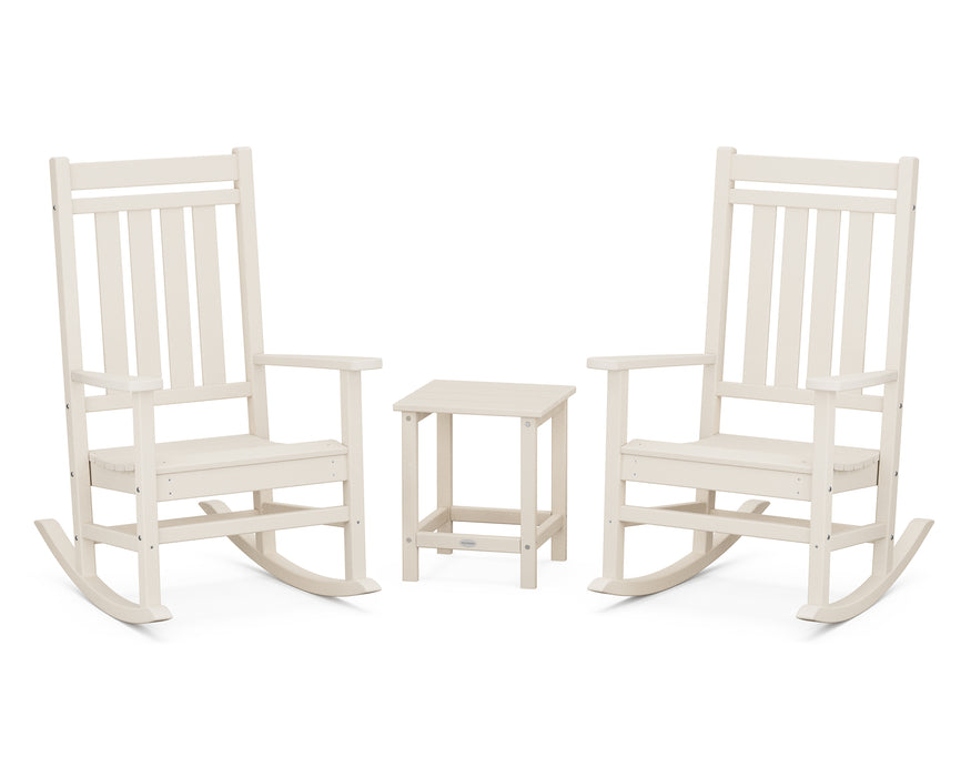 POLYWOOD Estate 3-Piece Rocking Chair Set with Long Island 18" Side Table in Sand image