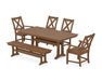 POLYWOOD Braxton 6-Piece Farmhouse Dining Set With Trestle Legs in Teak image