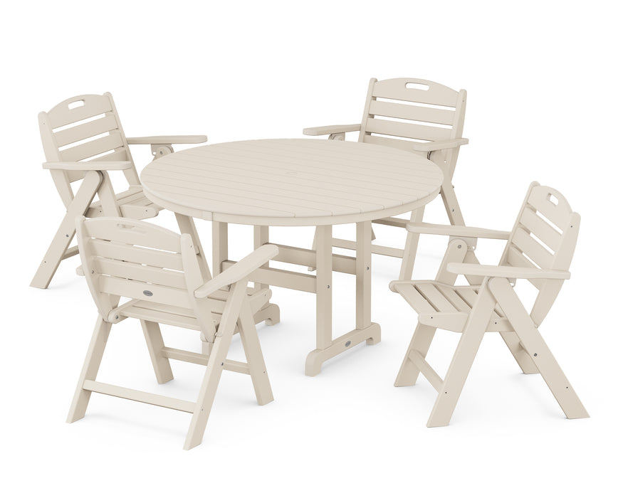 POLYWOOD Nautical Lowback Chair 5-Piece Round Farmhouse Dining Set in Sand image