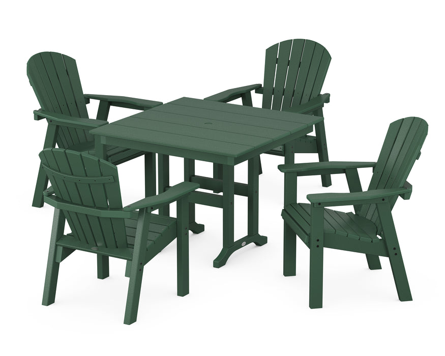 POLYWOOD Seashell Chair 5-Piece Farmhouse Dining Set in Green image