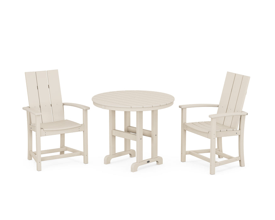 POLYWOOD Modern Adirondack 3-Piece Round Farmhouse Dining Set in Sand