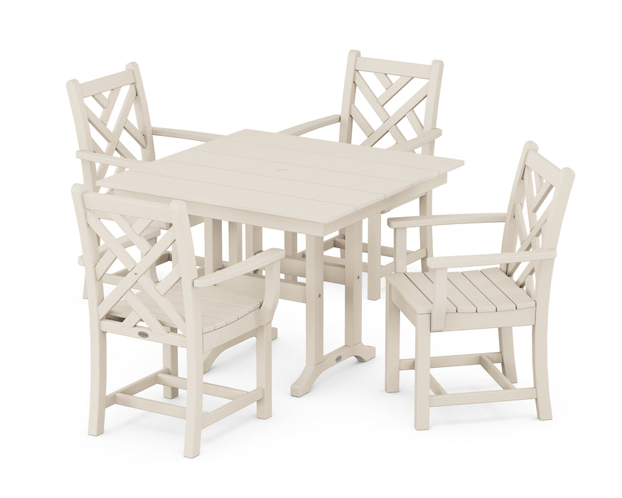 POLYWOOD Chippendale 5-Piece Farmhouse Dining Set in Sand image