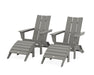 POLYWOOD Modern Folding Adirondack Chair 4-Piece Set with Ottomans in Slate Grey image