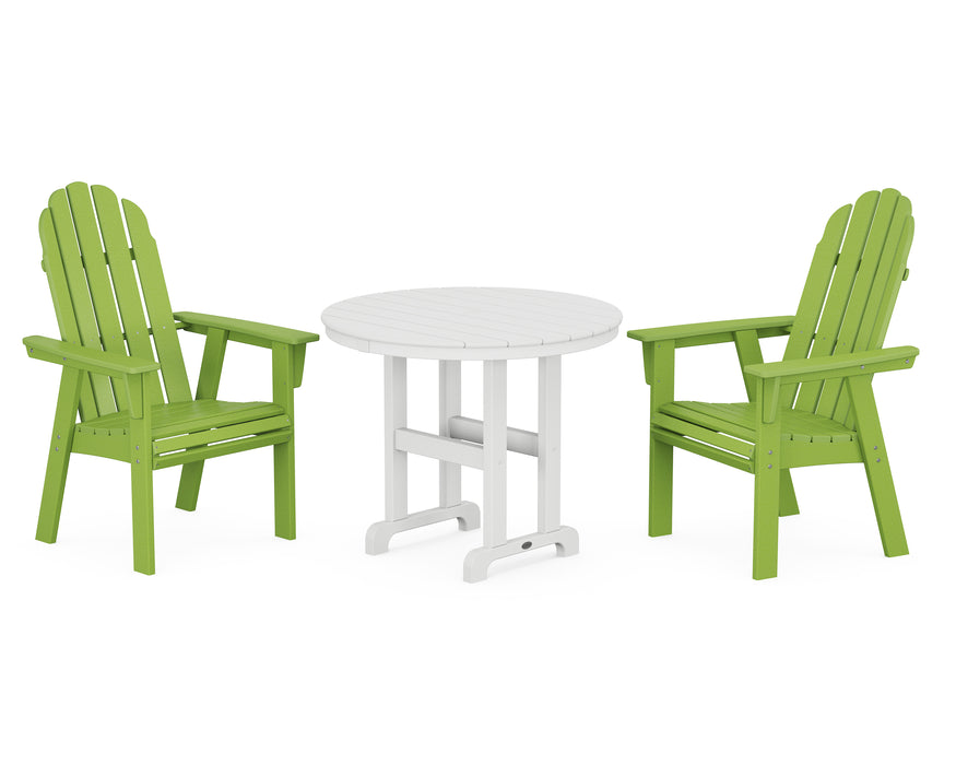 POLYWOOD Vineyard Adirondack 3-Piece Round Dining Set in Lime