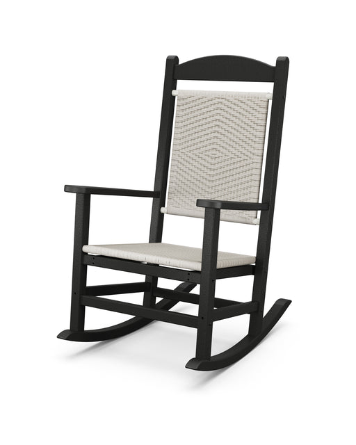POLYWOOD Presidential Woven Rocking Chair in Black / White Loom image