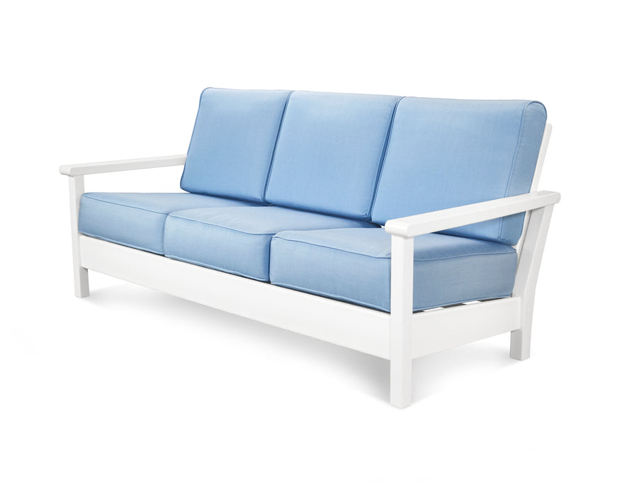 POLYWOOD Harbour Deep Seating Sofa in White / Air Blue image